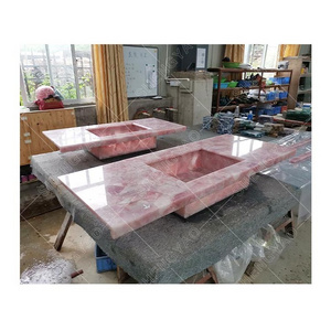 Custom Marble Semi Precious Stone For Sale Rose Pink Quartz Sink Bathroom