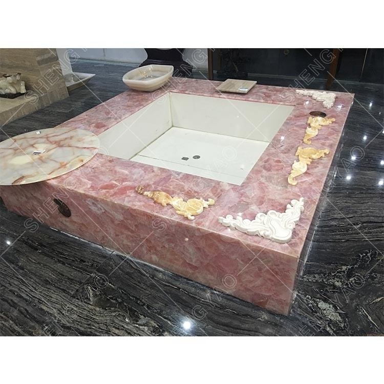 Custom Marble Semi Precious Stone For Sale Rose Pink Quartz Sink Bathroom