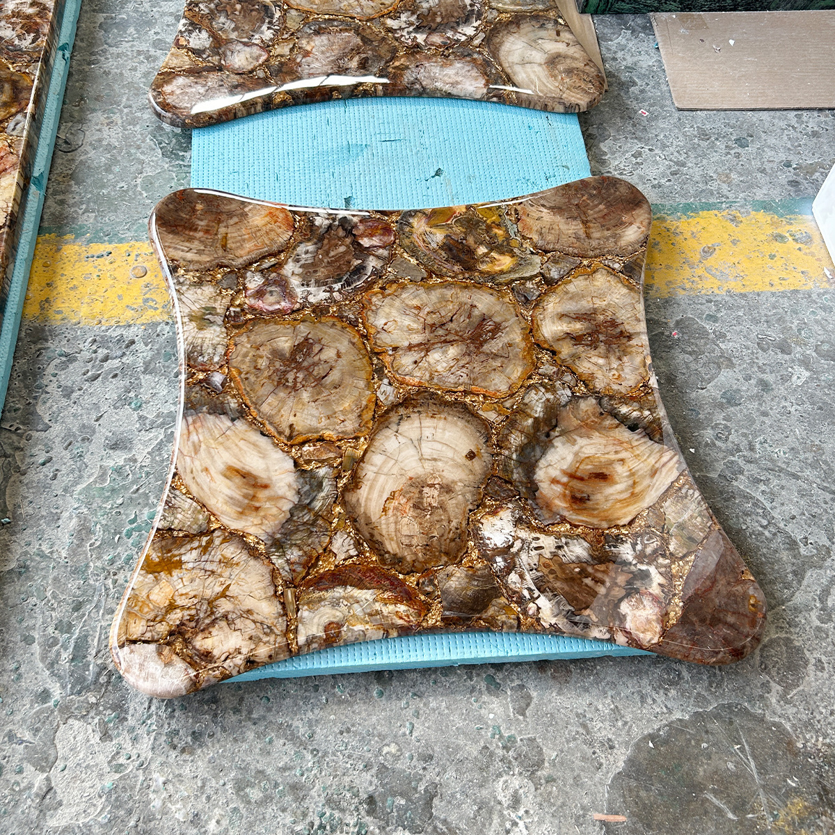 Custom Unique Marble Brown Petrified Wood Table Top Fossil Stone Countertop