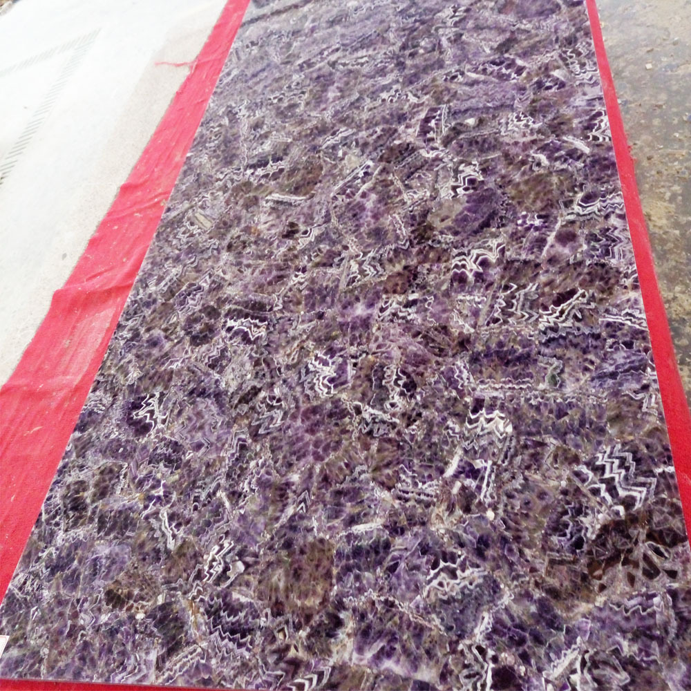 Polished gemstone Amethyst faux marble panels for decoration wall slab