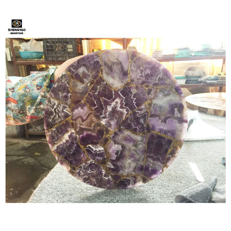 Factory price gemstone Amethyst korean marble for decoration gemstone furniture semi precious