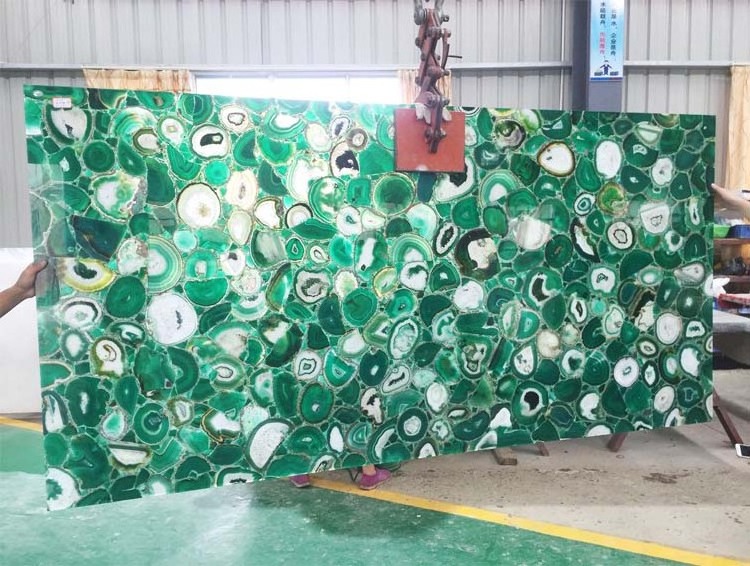 marble wall cladding translucent thin stone panels green agate slab wholesale