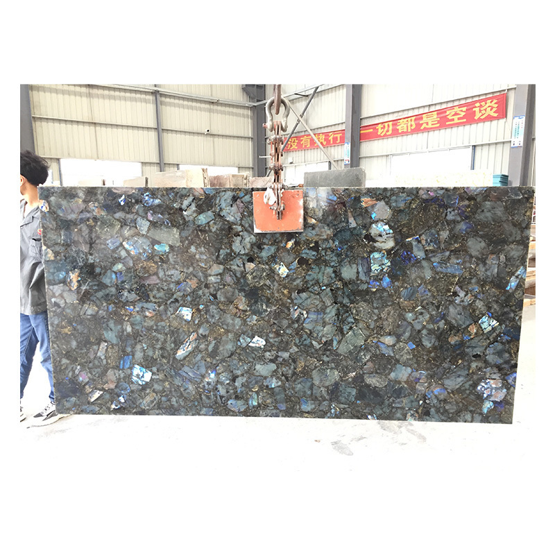 Customized Semi Precious Stone Sink Labradorite Granite Kichen Island Countertop