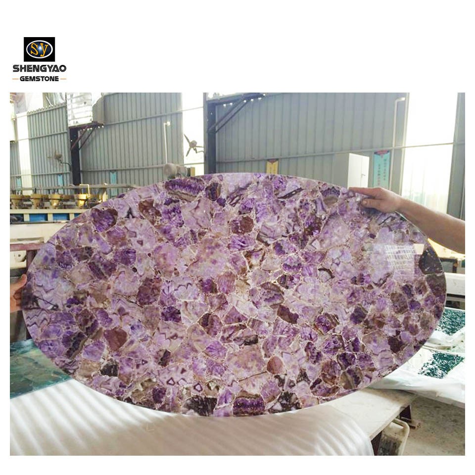 Factory price gemstone Amethyst korean marble for decoration gemstone furniture semi precious