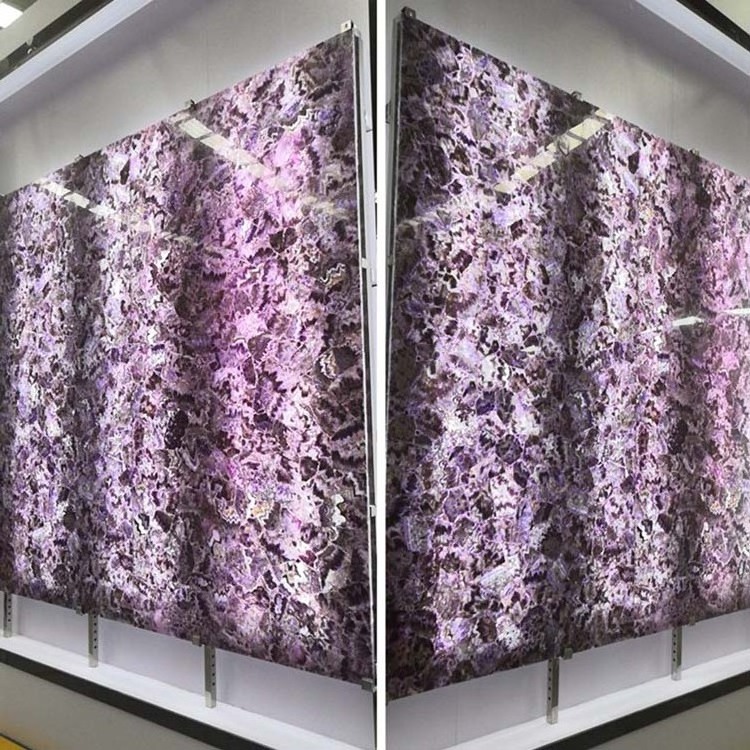 Polished gemstone Amethyst faux marble panels for decoration wall slab