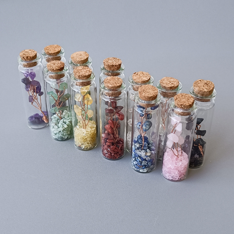 Crystal Tears  Mini Gemstone Wishing Bottles Tumbled Stone Chips Small Gift Specimen Bottle