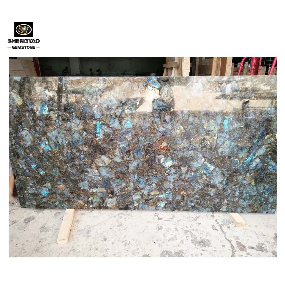 Natural gemstone polished labradorite granite for kitchen countertop