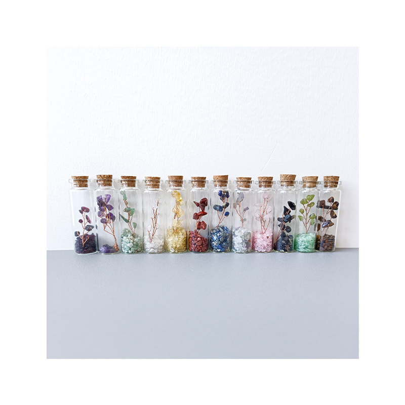 Crystal Tears  Mini Gemstone Wishing Bottles Tumbled Stone Chips Small Gift Specimen Bottle