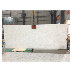 Natural gemstone white alabaster stone marble quartz slab