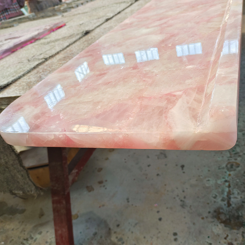 Customized Luxury Gemstone Pink Marble Crystal Rose Quartz Kitchen Counter Top