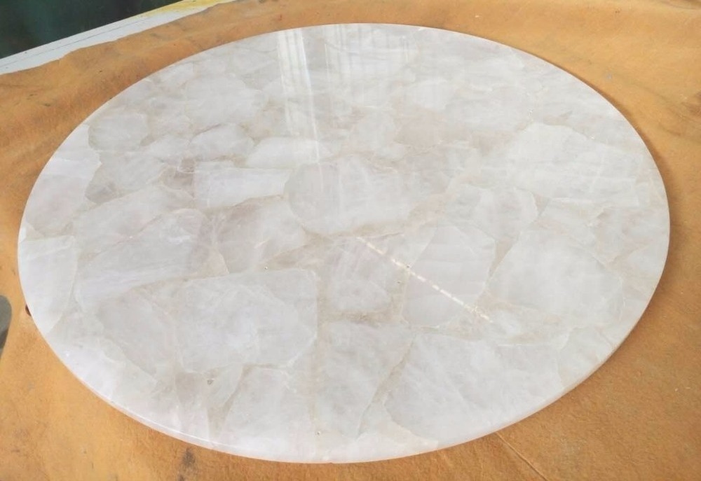 Backlit White Quartz Natual Crystal Beautiful Dining Table/VarnityTop/Large Marble Slab For Wall/Floor Decoration