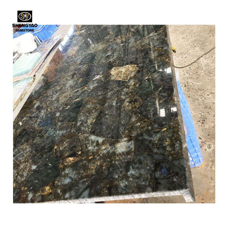 Natural gemstone polished labradorite granite for kitchen countertop