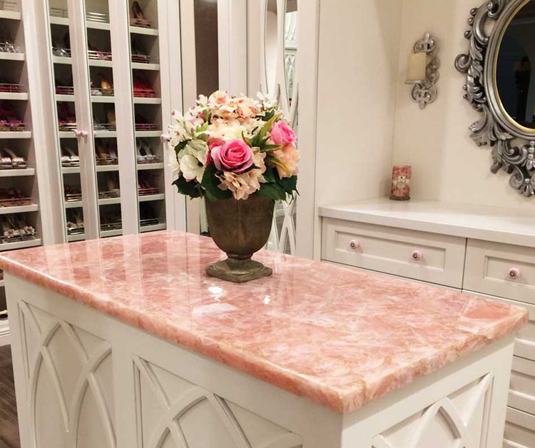 Custom Natural Bathroom Kitchen Rose Crystal Pink Quartz Countertop