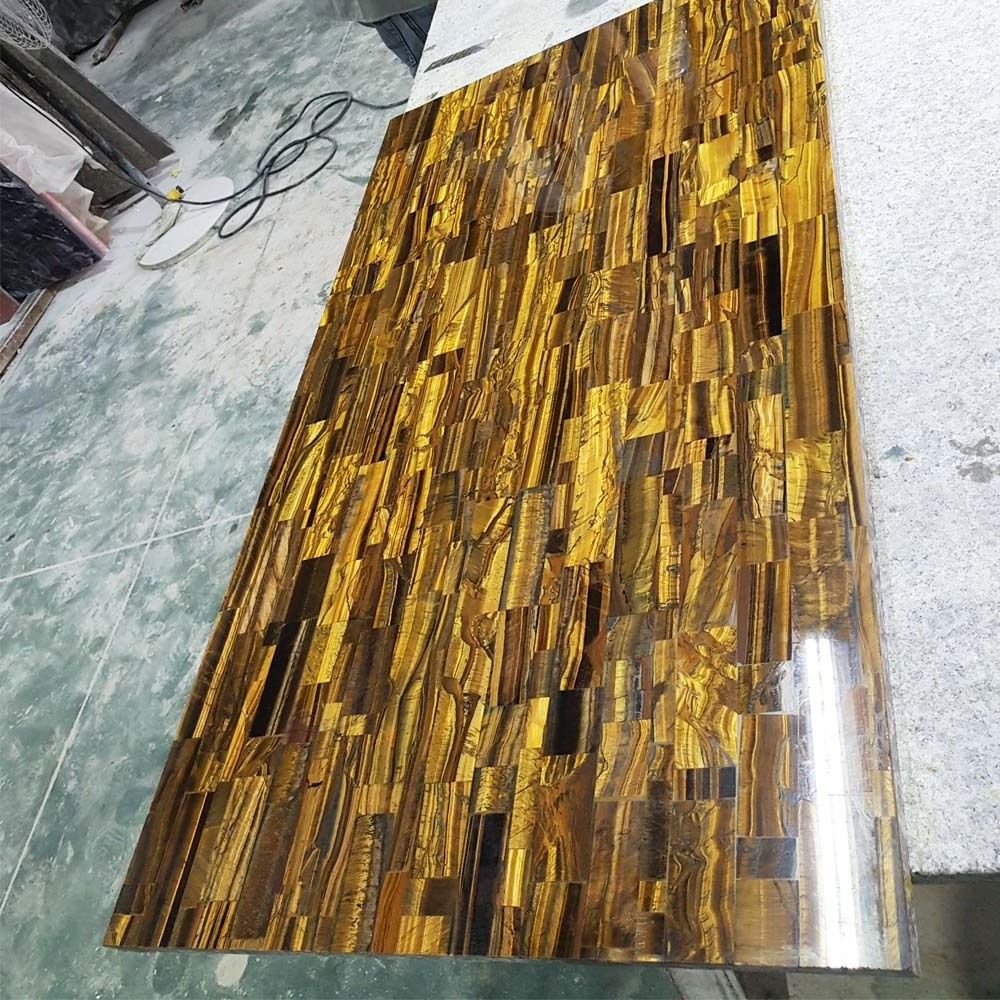 whole sell tiger eyes stone slabs for decoration ceramic mosaic /semi precious stone tiger eye tile slab tiger eye wall