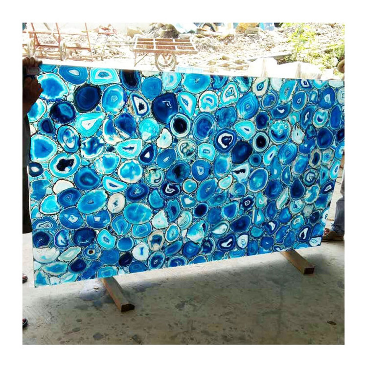 Luxury blue agate stone blue marble Coffee Table