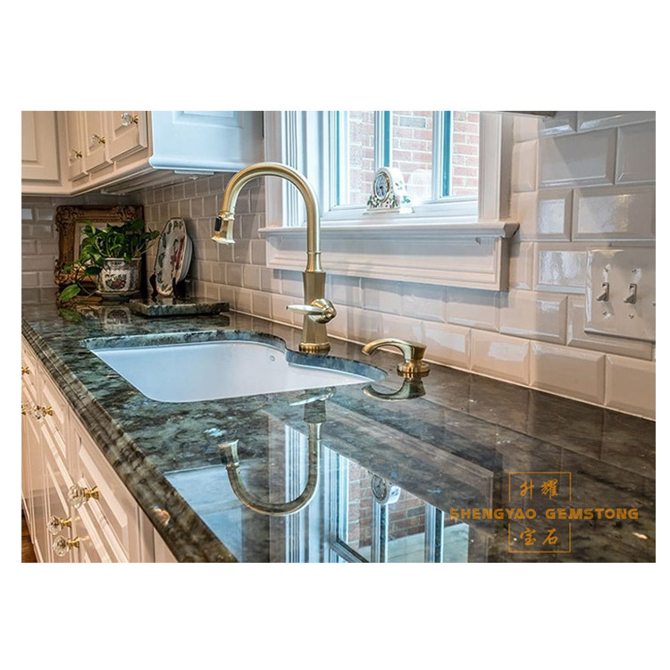 Natural gemstone polished labradorite granite for kitchen countertop