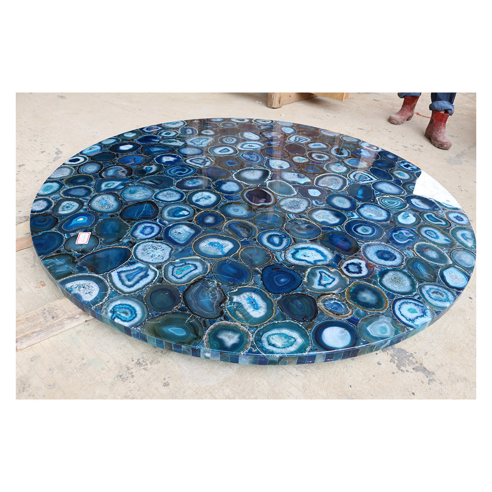 Luxury blue agate stone blue marble Coffee Table