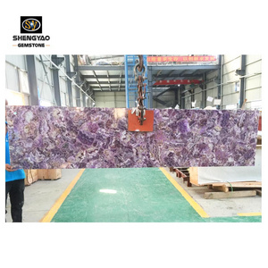 Polished gemstone Amethyst faux marble panels for decoration wall slab