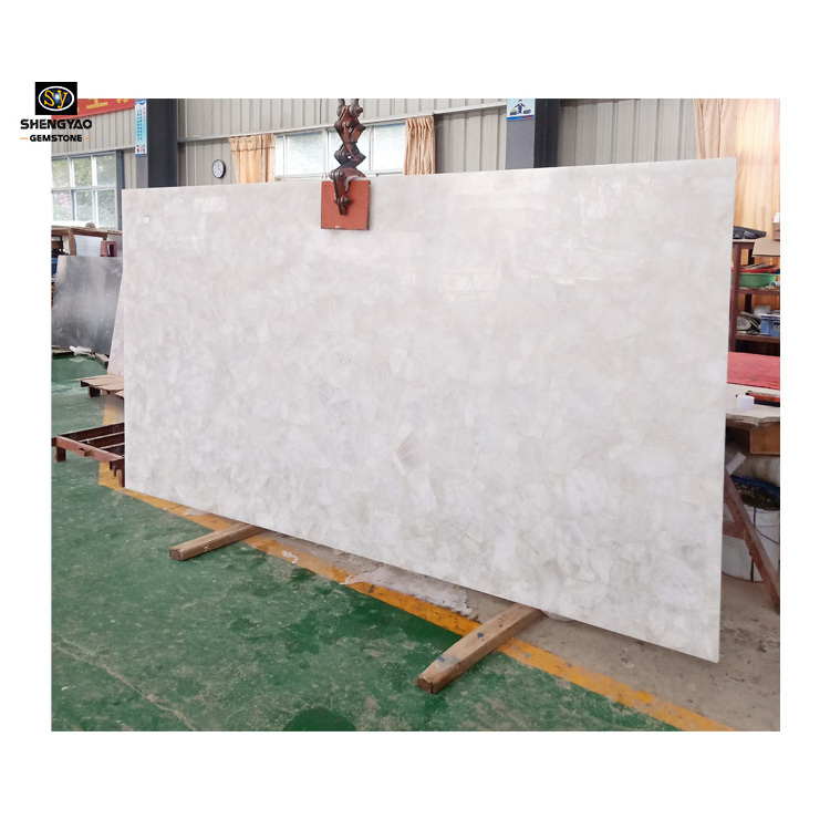 Natural gemstone white alabaster stone marble quartz slab