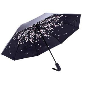 3 fold invert umbrella with logo print inside Cheap travel portable windproof promotional UV 3 fording umbrella for the rain