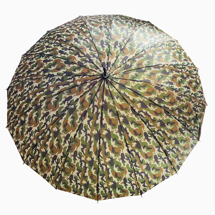 straight umbrella with logo print custom 16 ribs green camouflage  for promotion gift automatic open for the rain long umbrellas