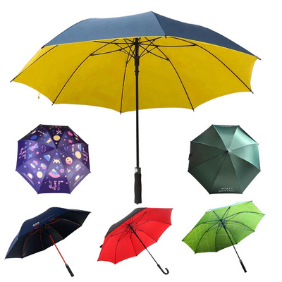 Wholesale Business Factory Wind Proof  Custom Logo Straight Large Luxury Golf Umbrella for the rain Automatic Double Layer