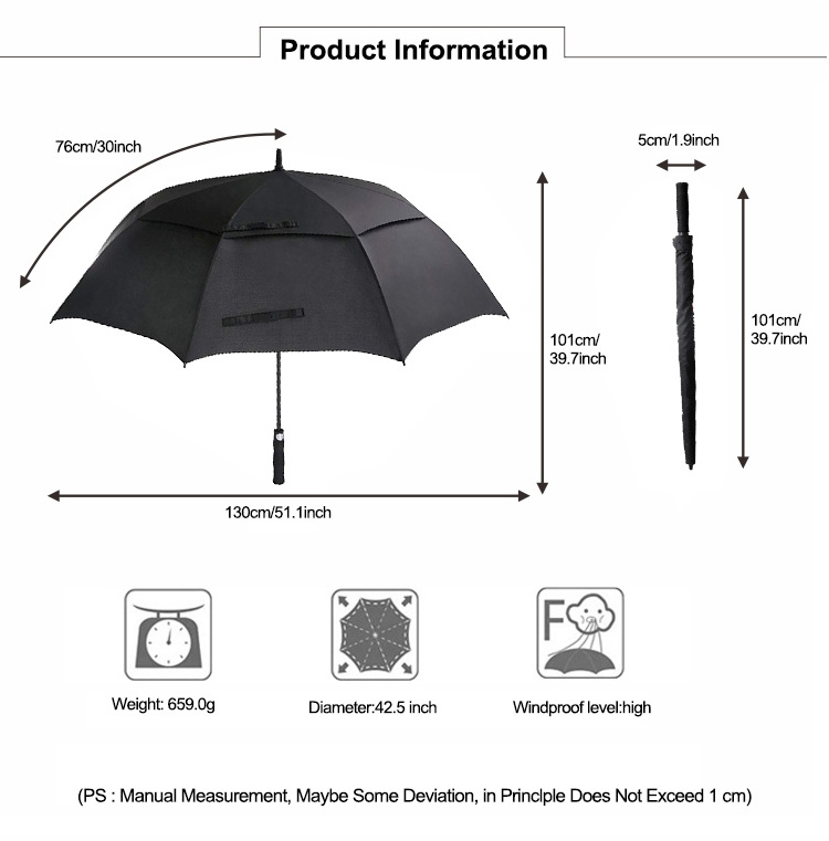 Supplier Corporate Fiber Frame Double Layer Traditional Polyester Pongee Modern Golf Umbrella custom with Logo for Hotels