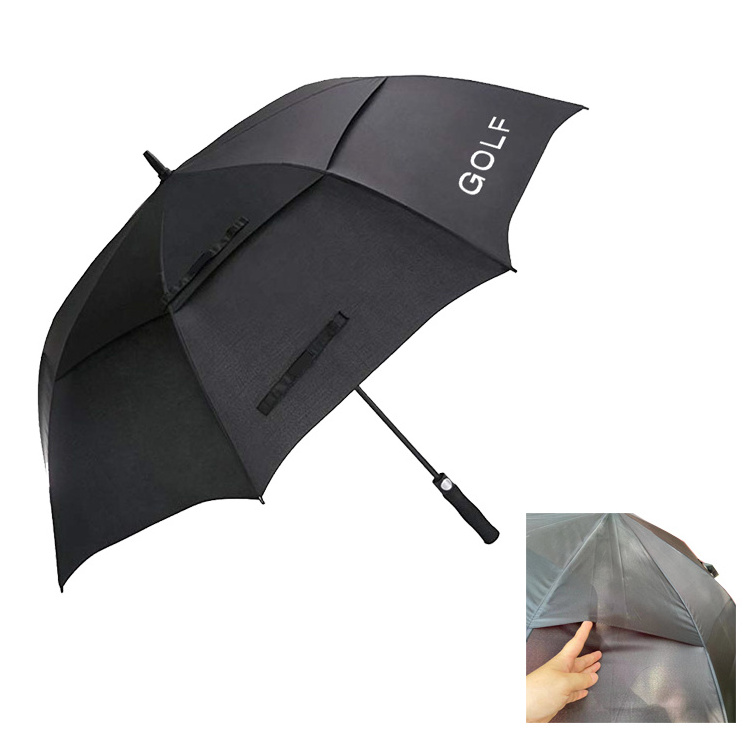 Supplier Corporate Fiber Frame Double Layer Traditional Polyester Pongee Modern Golf Umbrella custom with Logo for Hotels