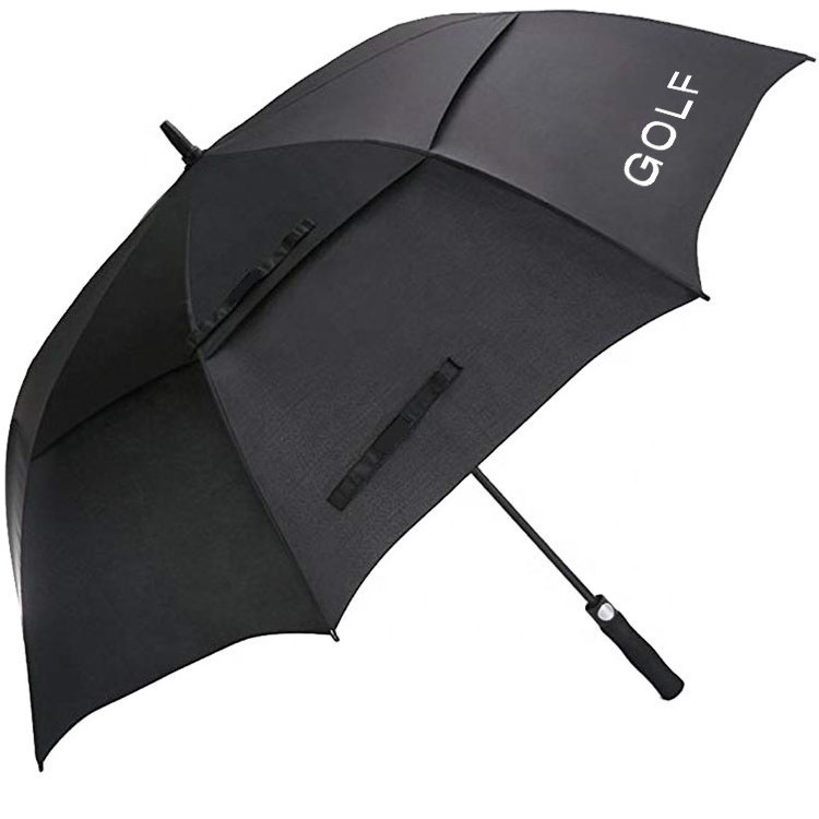 Promotional Branded WindProofumbrella with logo Double Canopy Pongee automatic Straight large golf umbrellas For The Rain