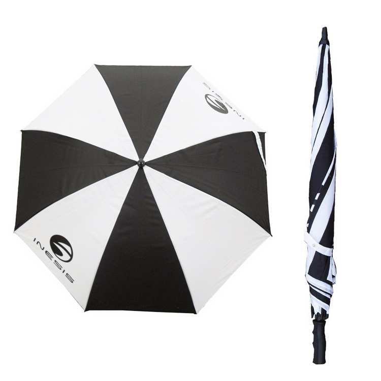 Customized Manual Open golf umbrella white and black cheap Rain Windproof Straight Umbrella with custom logo print for Outdoor