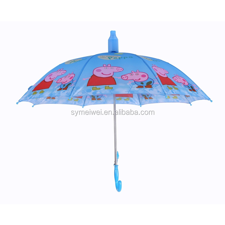 Kids Umbrella Straight custom with logo Print Curve J Handle Cheap China factory for Children Metal Cartoon umbrellas