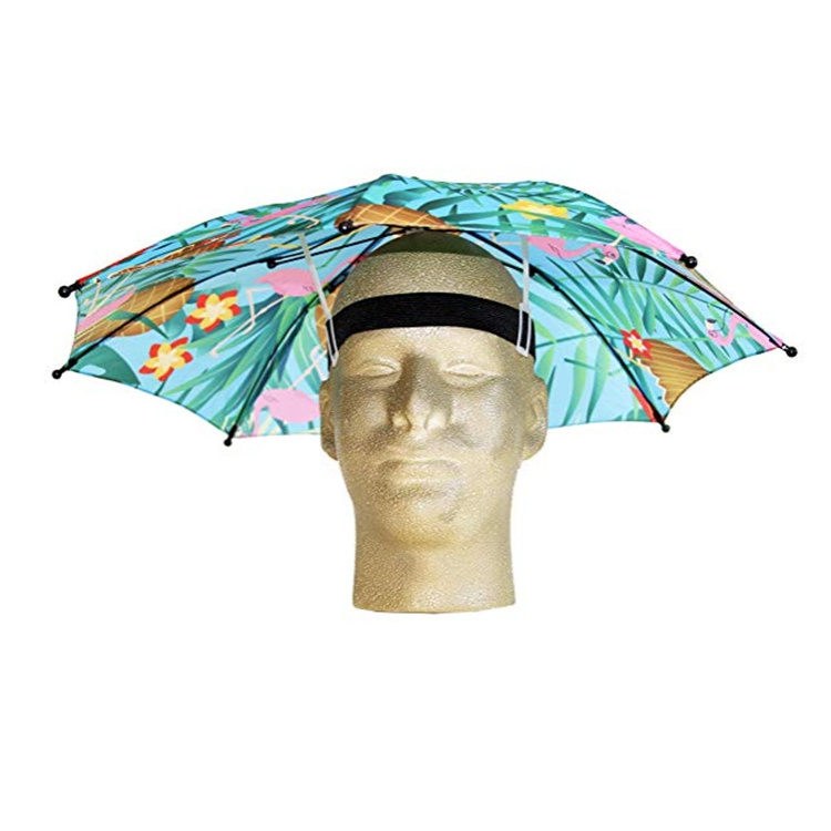 hat umbrella Wholesale for outdoor activities custom logo print for ads promotion foldable hands free head umbrella