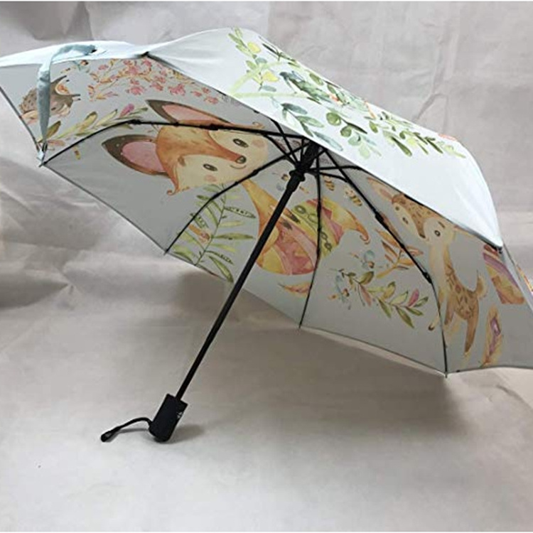 3 fold umbrella automatic Africa pattern cartoon custom waterproof auto open and close 3 folding umbrella children for kids