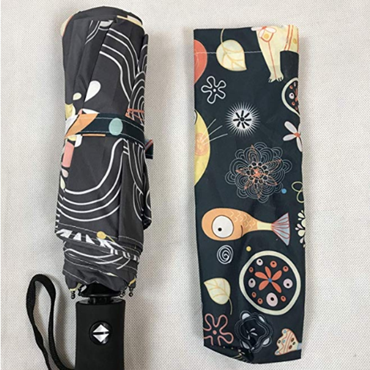 3 fold umbrella automatic Africa pattern cartoon custom waterproof auto open and close 3 folding umbrella children for kids