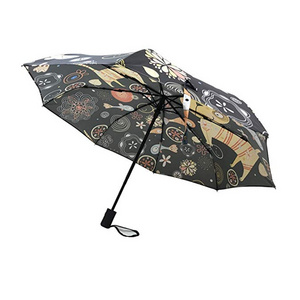 3 fold umbrella automatic Africa pattern cartoon custom waterproof auto open and close 3 folding umbrella children for kids