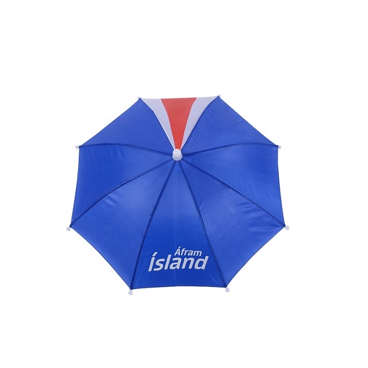 hat umbrella for Customized logo printed head shape UV canopy umbrella fishing hiking use hand free hat umbrella