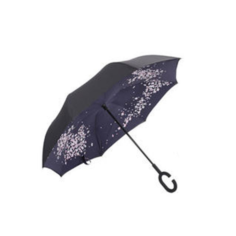 Business Factory Reverse umbrella Custom with Logo Prints  Inside out C-shape Handle Inverted Umbrella for the rain