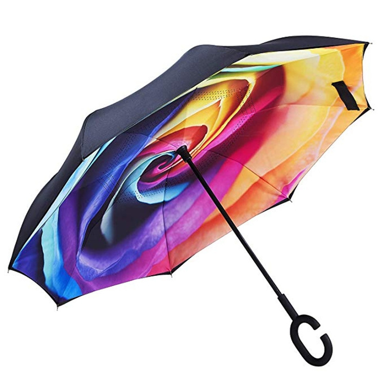 reverse umbrella with logo sky inside full print c handle custom logo print for promoted inverted straight umbrellas