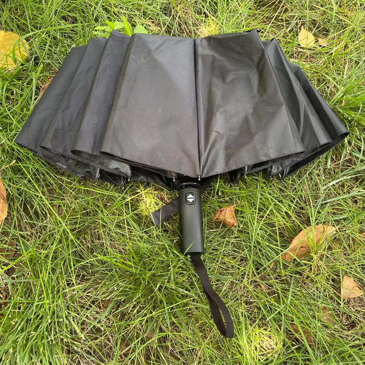 Supplier Promotional Fully-Automatic Control Umbrellas Custom with Logo 3 Fold Folding Umbrella 12 ribs for giveaway