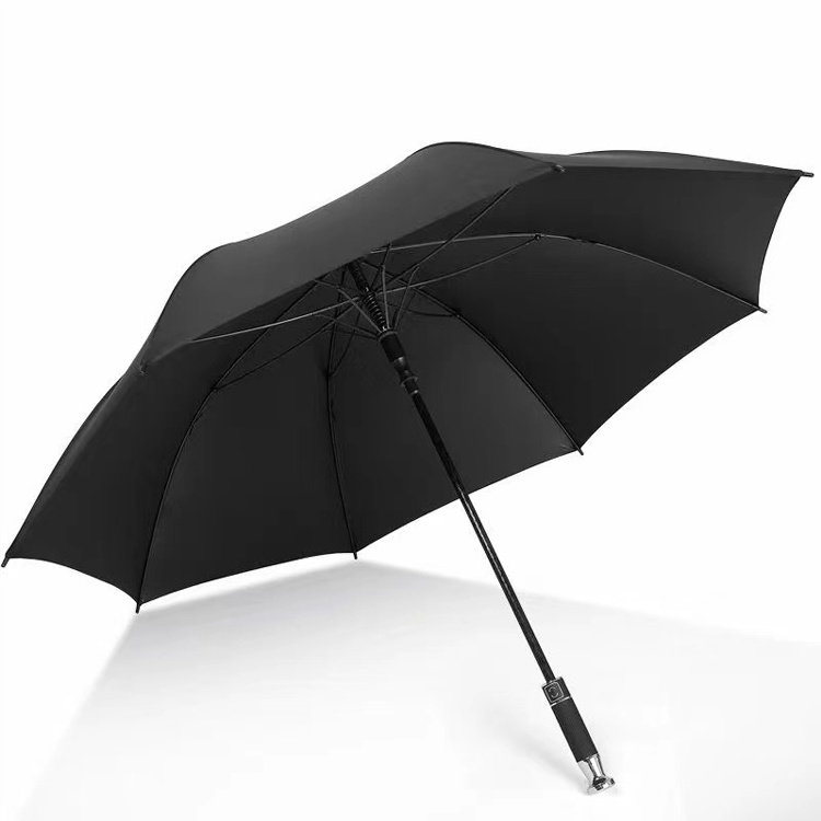 Promotional Branded Windproof Fiberglass Black UV Coated Pongee 27 inch auto Open Golf Umbrella with Custom Logo printing