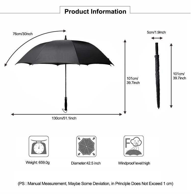 Multiple color fiberglass frame UV Resistance pongee auto Golf Umbrella with custom logo prints