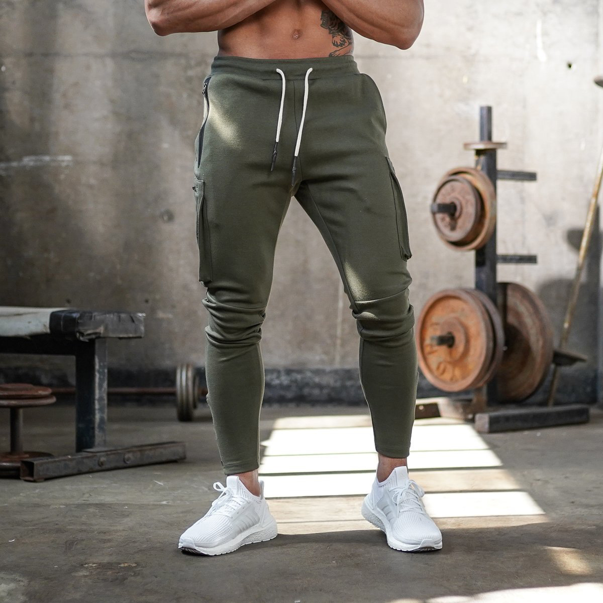 Mens Zip Joggers Pants Casual Gym Workout Track Cargo Pants Comfortable Slim Fit Tapered Sweatpants with Pockets