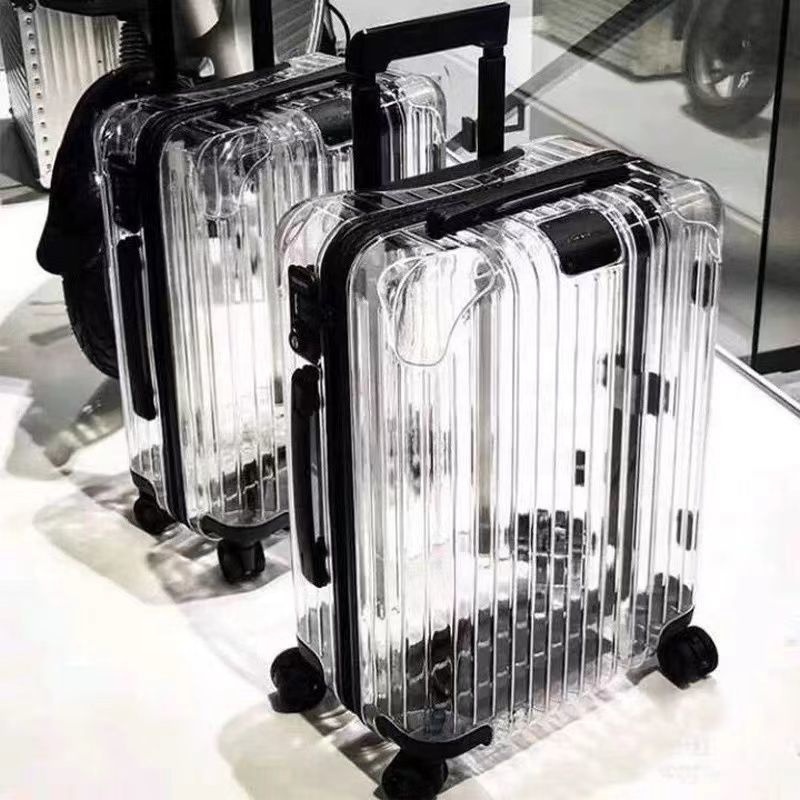 Sympathybag Transparent PC Material Carry On Suitcase Cabin Luggage Trolley Bag On Wheels Fasion Rolling Luggage