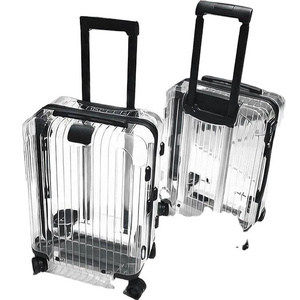 Sympathybag Transparent PC Material Carry On Suitcase Cabin Luggage Trolley Bag On Wheels Fasion Rolling Luggage