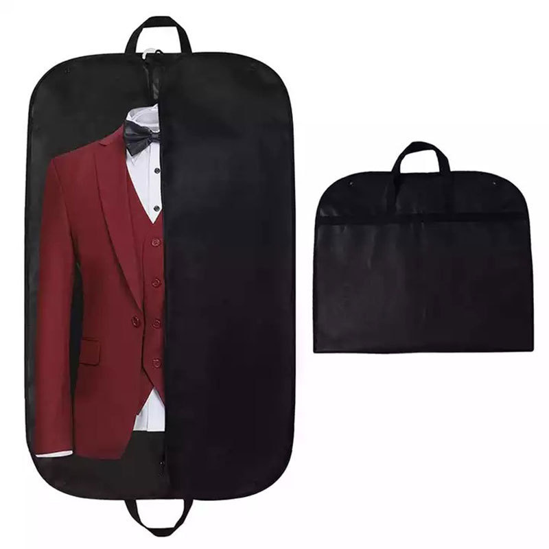 Wholesale Custom Logo Non Woven Mens Clothes Dust Suit Cover Luxury Black Eco Friendly Cloth Suit Cover With Zipper Garment Bag