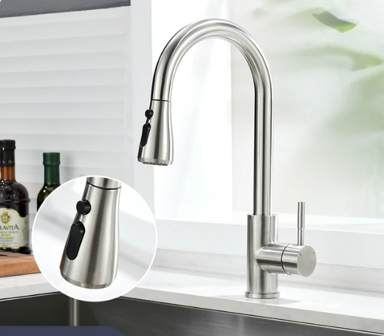 High Quality Multi-Function Faucet Pull Down Kitchen Sink Mixer Tap Polished Kitchen Brass Faucets