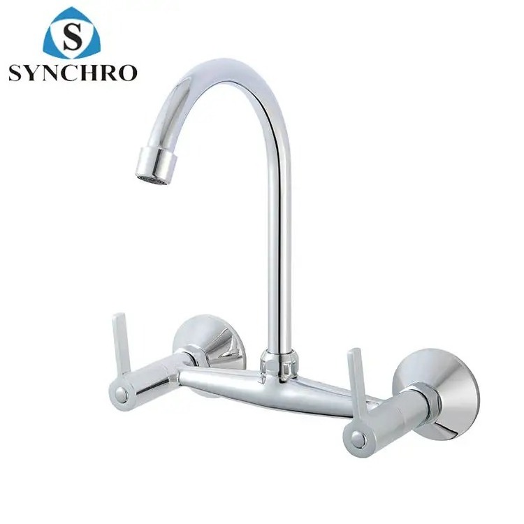 Hot Sale Bridge Style Double Handle Antique Classic Luxury Brass Gold Kitchen Faucet Kitchen Faucet