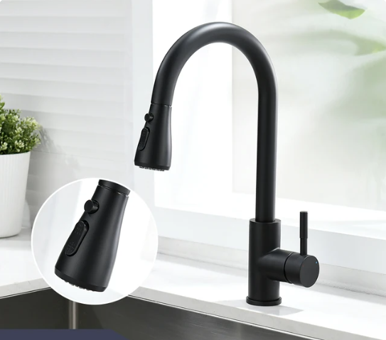 Sink Faucet Pull Down Household Kitchen Mixer Tap Modern Faucet Hot & Cold Kitchen Mixer Black Kitchen Water Faucets