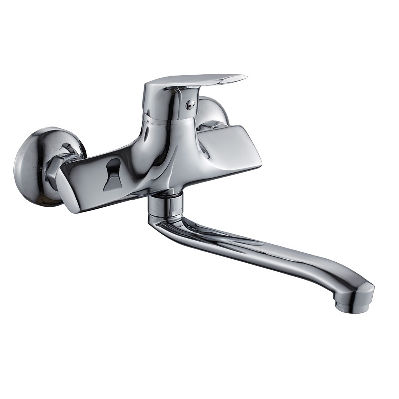 Kitchen Faucet Wall Mounted Bras Hot Cold Mixer Single Lever Kitchen Tap Faucet