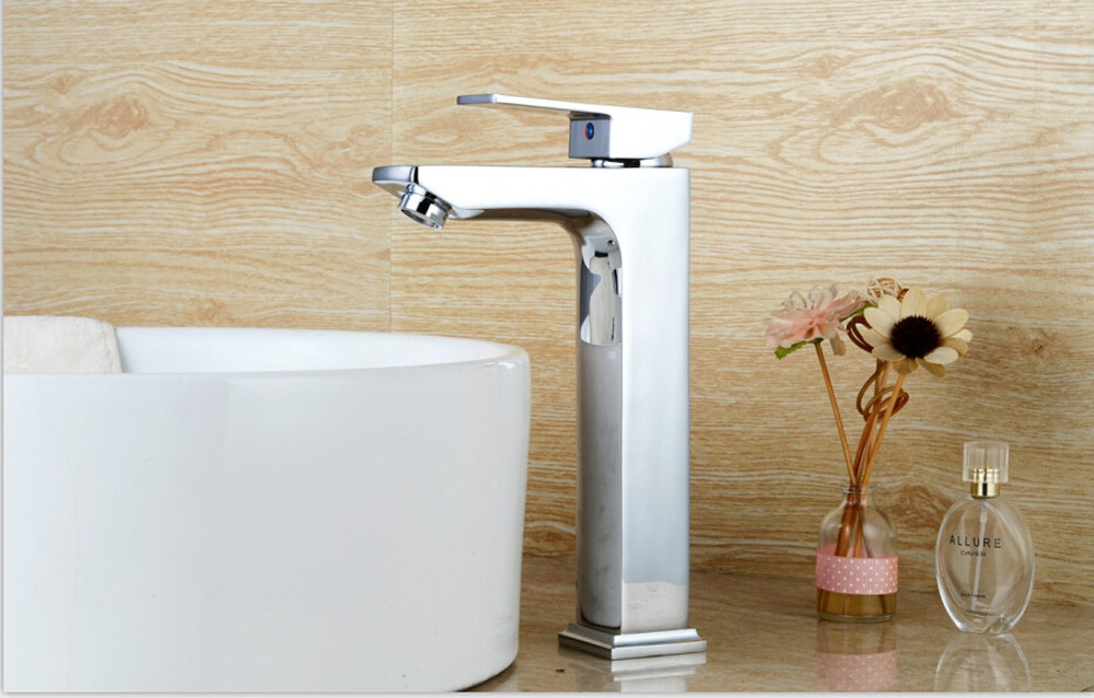 high quality bathroom brass body single handle cold and hot water faucet wash basin tap waterfall mixer tap washing tap